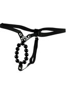 Lover`s Vibrating Thong With Stroker Beads - Black